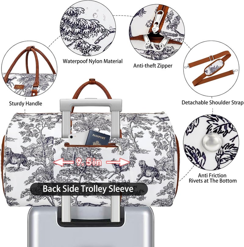 ITIEZY Garment Duffel Bag for Travel - Convertible Carry on Garment Duffel Travel Bag for Women Men Large Weekender Bag with Shoes Pouch 2 in 1 Hanging Suit Travel Duffel Bag 3pcs Set - Image 5